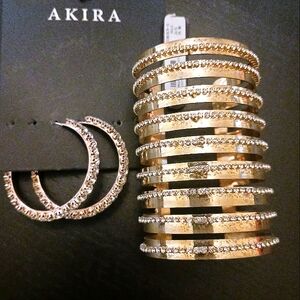 Akira Crystal & Gold Jewelry Bracelet Bundle